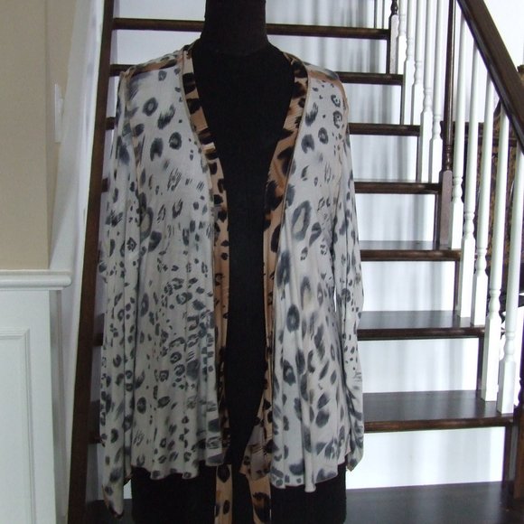 Animal Print Stretchy Blouse Belted Wrap Top M - Picture 6 of 6